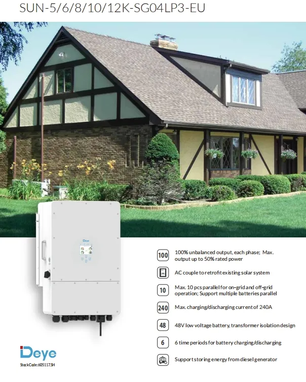 Inversor Solar Monofásico Trifásico Deye Growatt Srne Solis para Sistema Solar Residencial