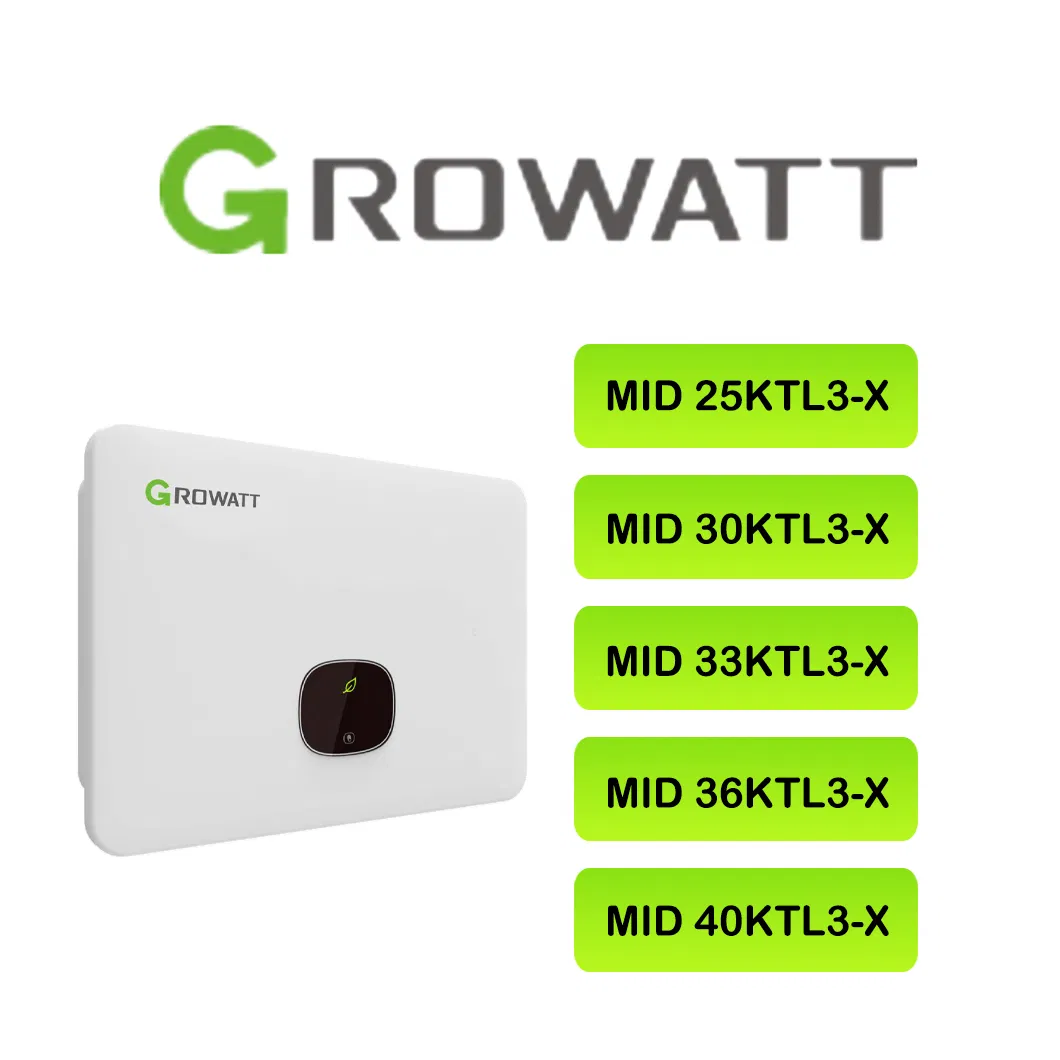 Inversores Growatt MID 25-40ktl3-X 3/4 Mppts Trifásicos de Alta Eficiência em Rede para Energia Solar Fotovoltaica Comercial e Industrial com SPD Tipo II AC DC Preço