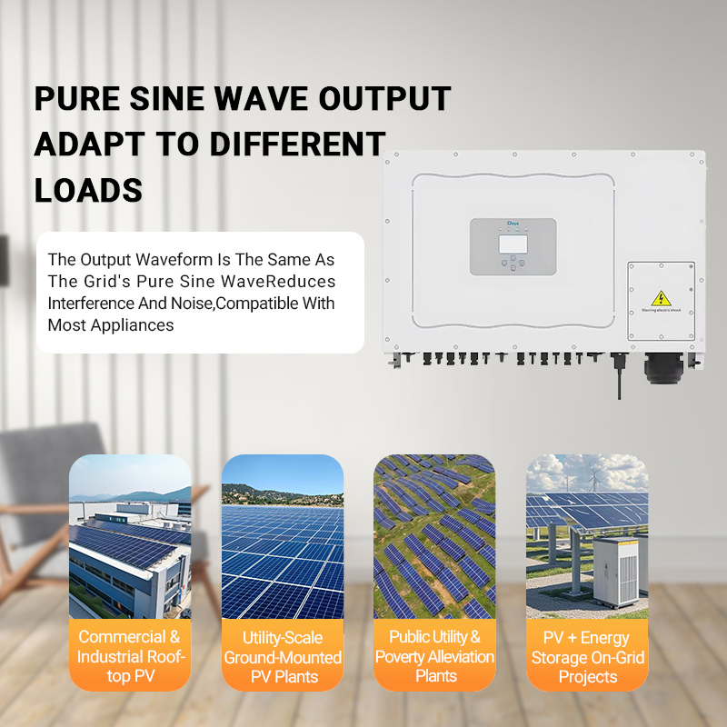 Inversor Solar Deye Sun-70/75/80/90/100/110K-G03 Inversor de Potência Deye 100kw 110kw Potência Máxima em Inversor de Rede para Grandes Sistemas Solares Industriais