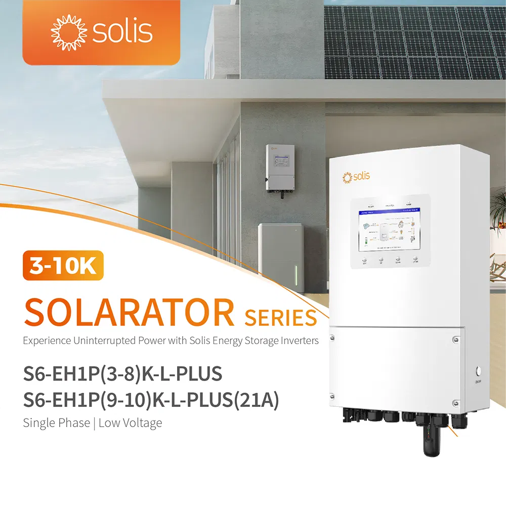Inversor Solar Híbrido Solis 3kw 3.6kw 5kw 6kw 8kw 10kw 3/3.6/5/6/8/10 Kw Monofásico de Baixa Tensão Inversor de Armazenamento de Energia para Sistema Solar