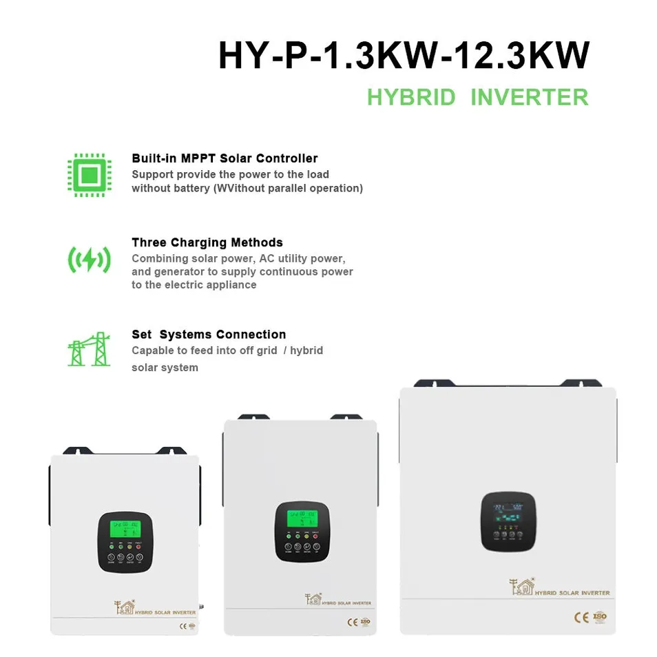 Inversor Híbrido de Energia Solar Inteligente 1kw-12.3kw com Carregamento MPPT WiFi RS485 Saída de Onda Senoidal Pura