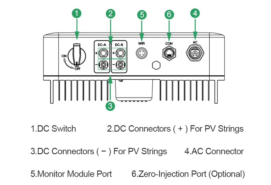 Inversor Solar Conectado à Rede Monofásico 2 MPPT RS485 IP65 Inversor String WiFi 5kw 10kw 20kw