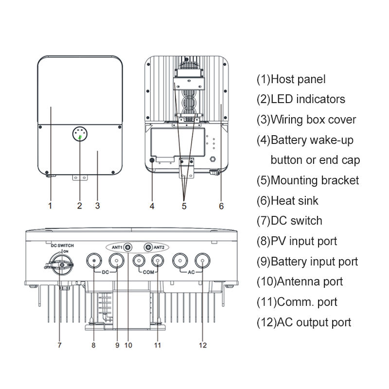 Inversor Solar Híbrido Monofásico MPPT para Sistema de Armazenamento de Energia em Bateria Growatt Min 11400tl-Xh-Us 8.2kw 9kw 10kw 11.4kw 4