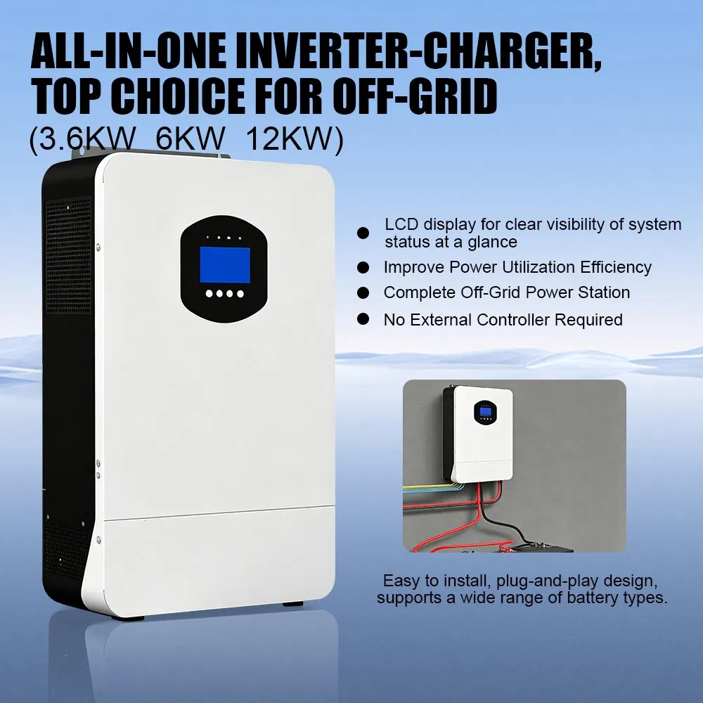 Inversor Híbrido Off-Grid Tudo-em-Um 3kw 6kw 12kw Carregador Utilitário e MPPT Solar Integrado para Residencial