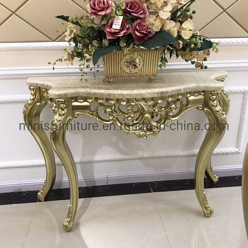 أثاث غرفة المعيشة فندق ممر زخرفة طاولات جانبية فاخرة من الخشب الذهبي