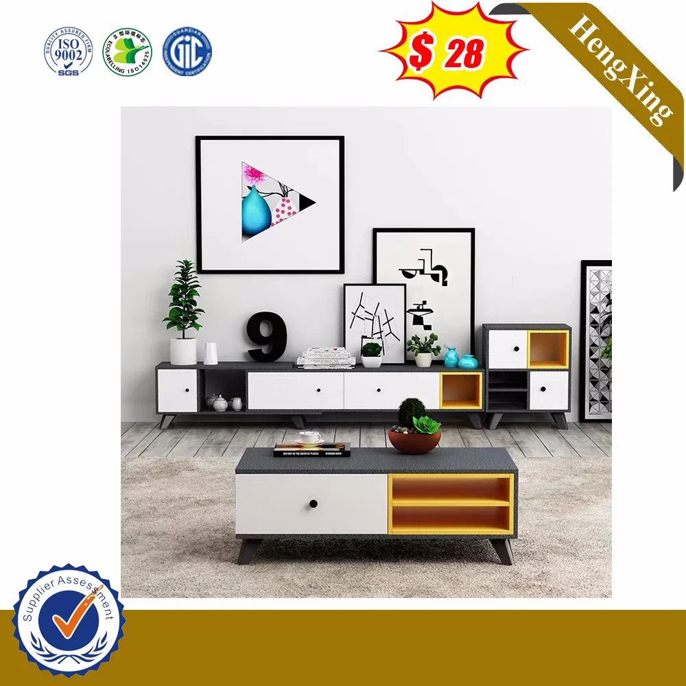 طاولة تلفاز خشبية حديثة بسعر الجملة مع سطح زجاجي لطاولة قهوة (UL-1162)