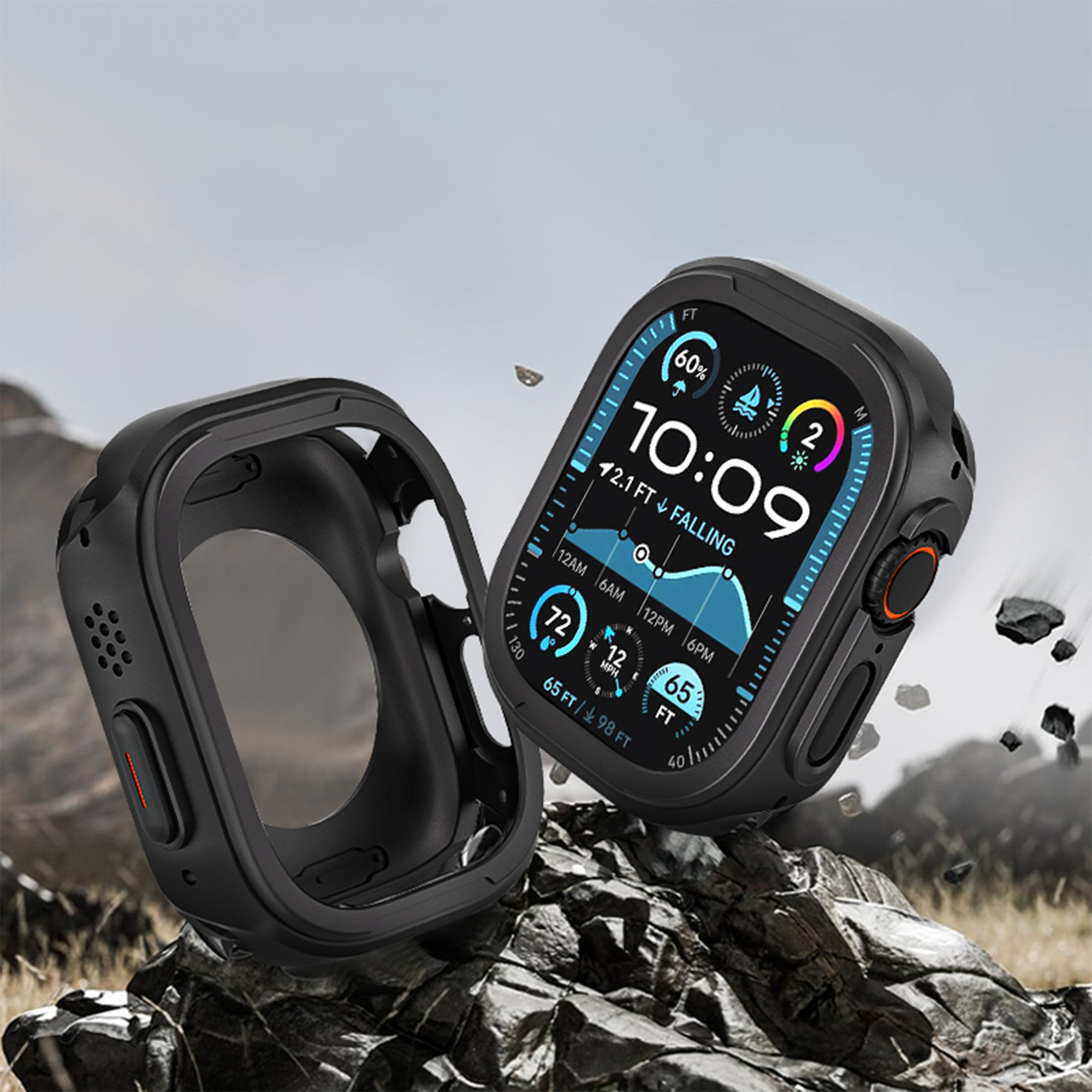 RYB Premium Aluminum Metal Protective Case Full Back Cover for Apple Watch 42mm 46mm 49mm