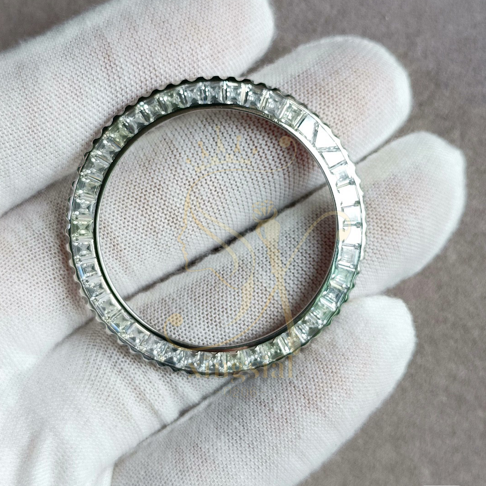 Xingsial Luxury White Gem Stainless Steel Bezel Substitute Watch Accessories Watch 39mm Bezel Ring Moissanite Watch Bezel