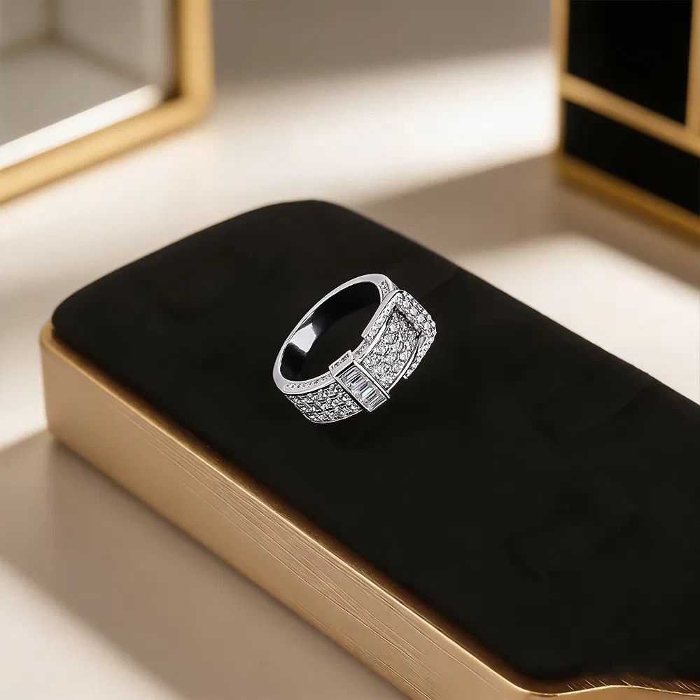 925 Silver Watch Strap Buckle-Shaped Ring 18K Gold Plated Jewelry