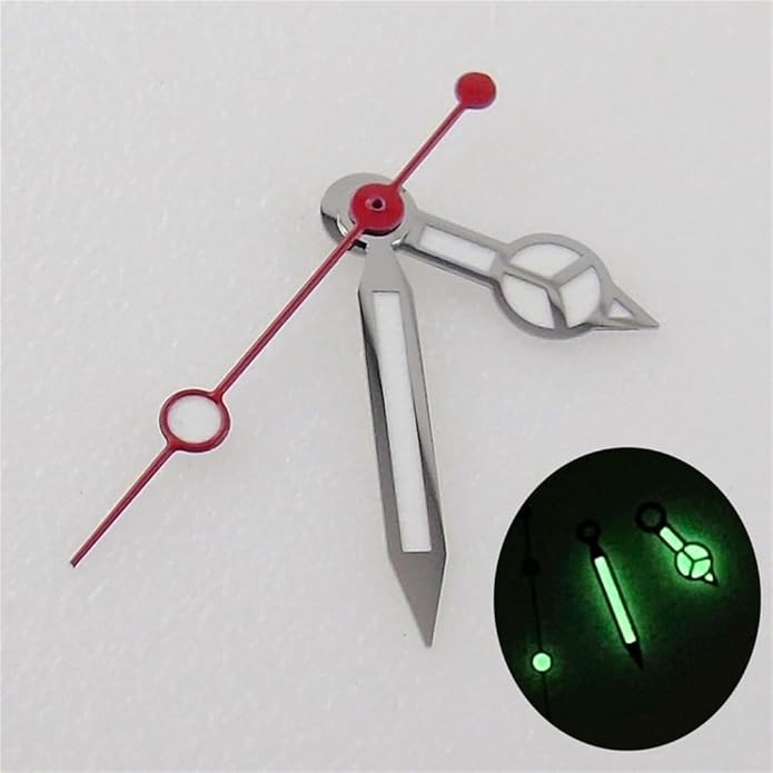 NH35A Watch Pointer Green Blue Luminous Hands Detail