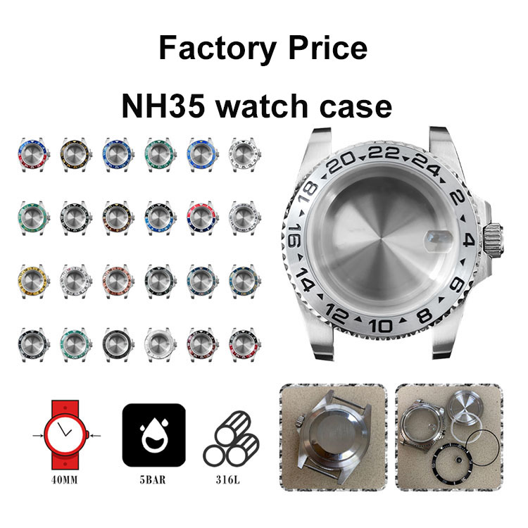 WYGICOO JP-C2402 5ATM Waterproof Ceramic Bezel Insert Transparent Case Back Sapphire 40mm NH35 Stainless Steel Watch Case