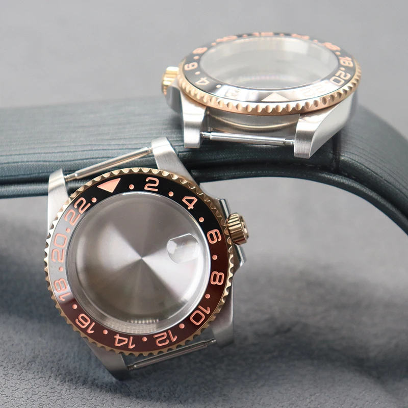 5ATM Waterproof Ceramic Bezel Insert Transparent Case Back Sapphire 40mm NH35 Stainless Steel Watch Case