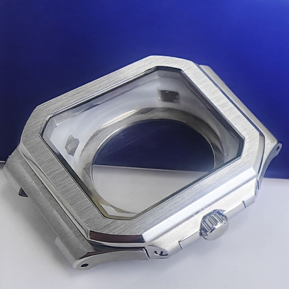 38mm Stainless Steel Automatic Movement Watch Repair Parts Transparent Back Cover New Square Case NH35 Ordinary Glass Waterproof