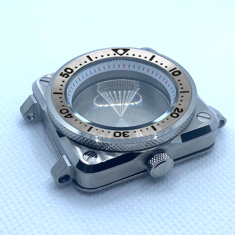 Square Case Watch Accessories Stainless Steel sealed Back Cover 42MM Steel Ring for NH35/36 SKX007 SKX009 Movement Watches