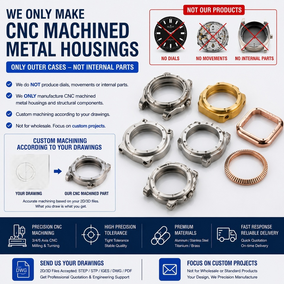 BERGEK OEM ODM Precision CNC Machined Watch Case Custom Polished Al SS Brass Watch Housing Manufacturer