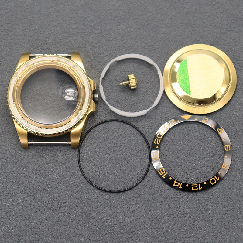 5ATM Waterproof Ceramic Bezel Insert Transparent Case Back Sapphire 40mm NH35 Stainless Steel Watch Case