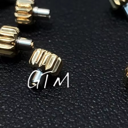 High Quality Custom 18K Gold Watch Crown Rlx pp Waterproof Gear with Screw Crown Button Pusher OEM Logo Watch Parts