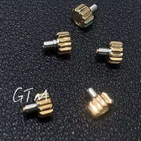 High Quality Custom 18K Gold Watch Crown Rlx pp Waterproof Gear with Screw Crown Button Pusher OEM Logo Watch Parts