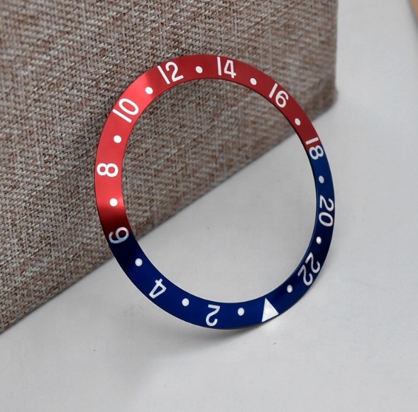 R OLEX Watch Arc Surface Aluminum Bezel 37.5*30.8*0.6mm Aluminum Insert