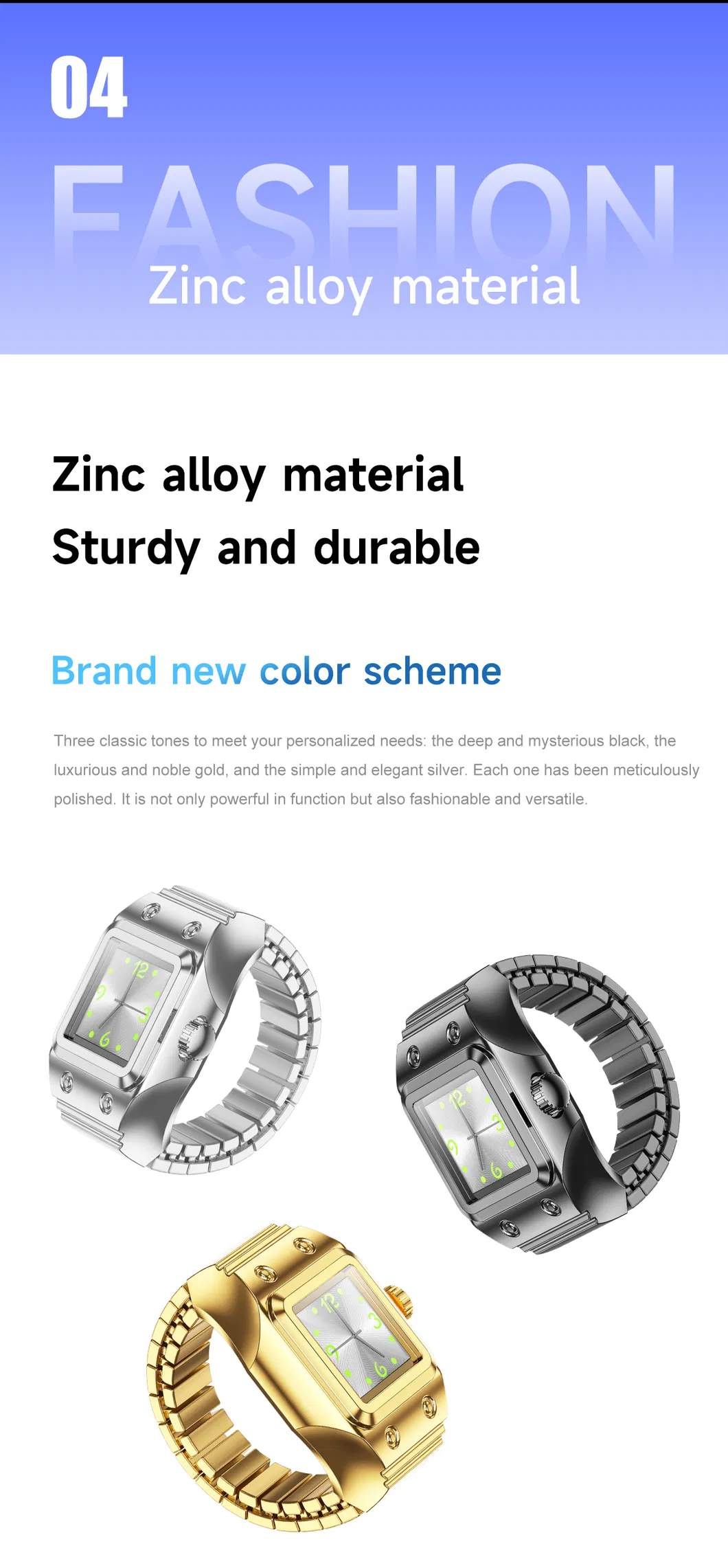 Luxury Men Quartz Watch Wr01 Finger Watch with Sleep Monitoring Health Smart Ring