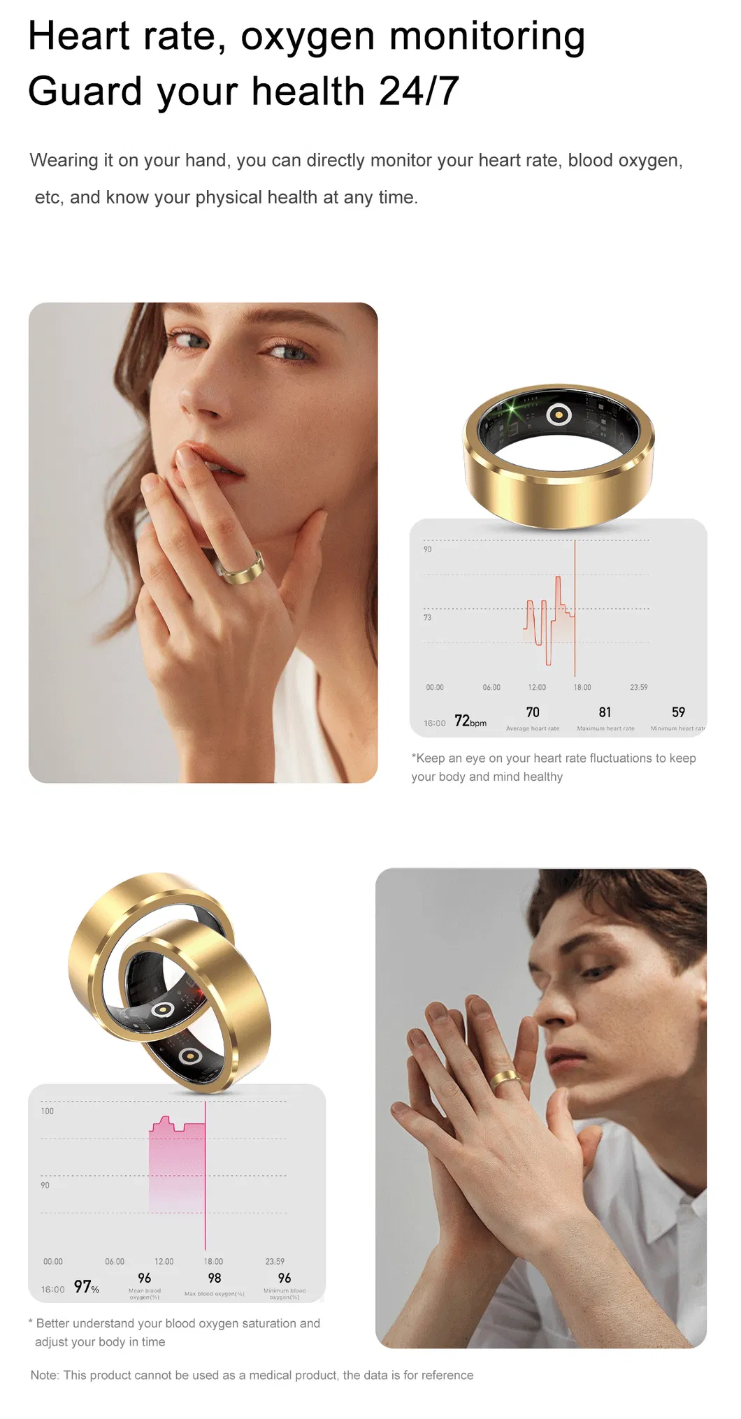 Waterproof Smart Intelligent Ring Activity Fitness Health Blood Oxygen Smart Ring Watch