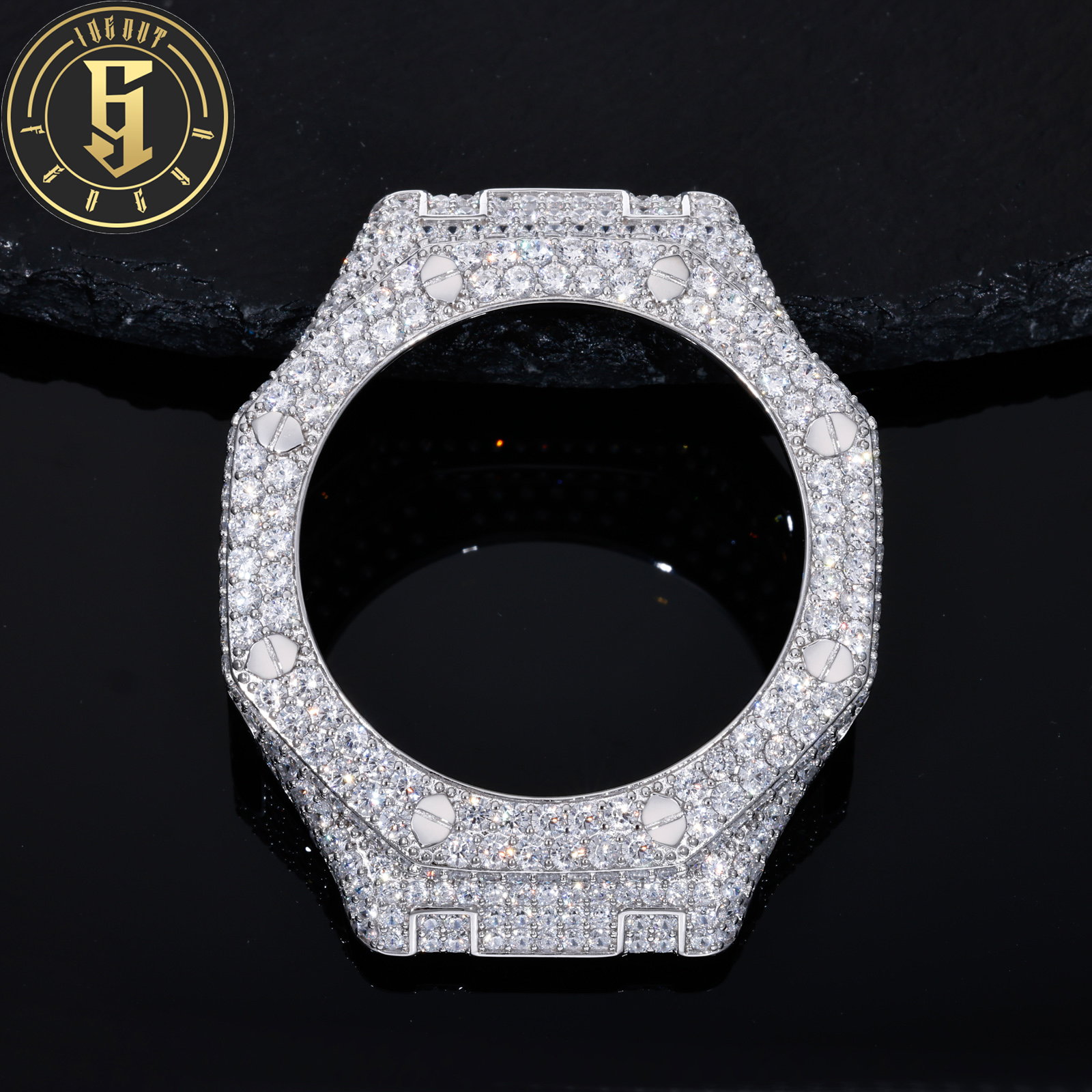 GA2100 Watch Parts Buss Down Moissanite Screw Watch Case Gold Plated VVS Diamond Iced Out Watch Bezel Wholesale for Men Women