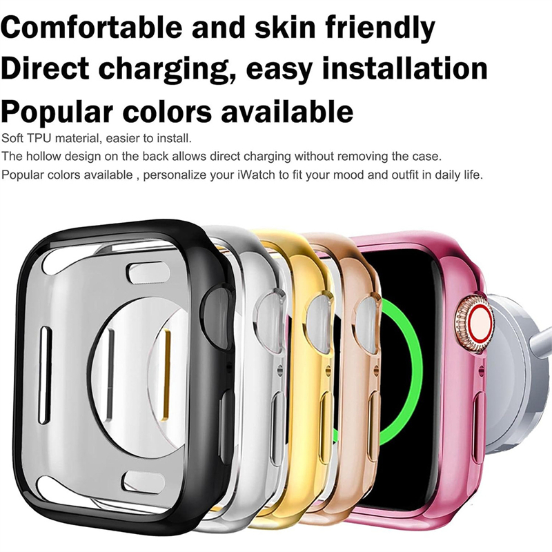 Anti-Shockproof Electroplated Soft TPU Hollow Protective Bumper Watch Back Case for Apple Watch Series 10 Ultra 2 Cover