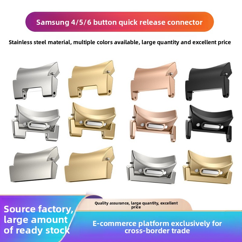 Compatible with Samsung Watch 4/5/6 Straps; Stainless Steel Push-button Connector Quick-release Metal Lugs Sporty Style 20mm