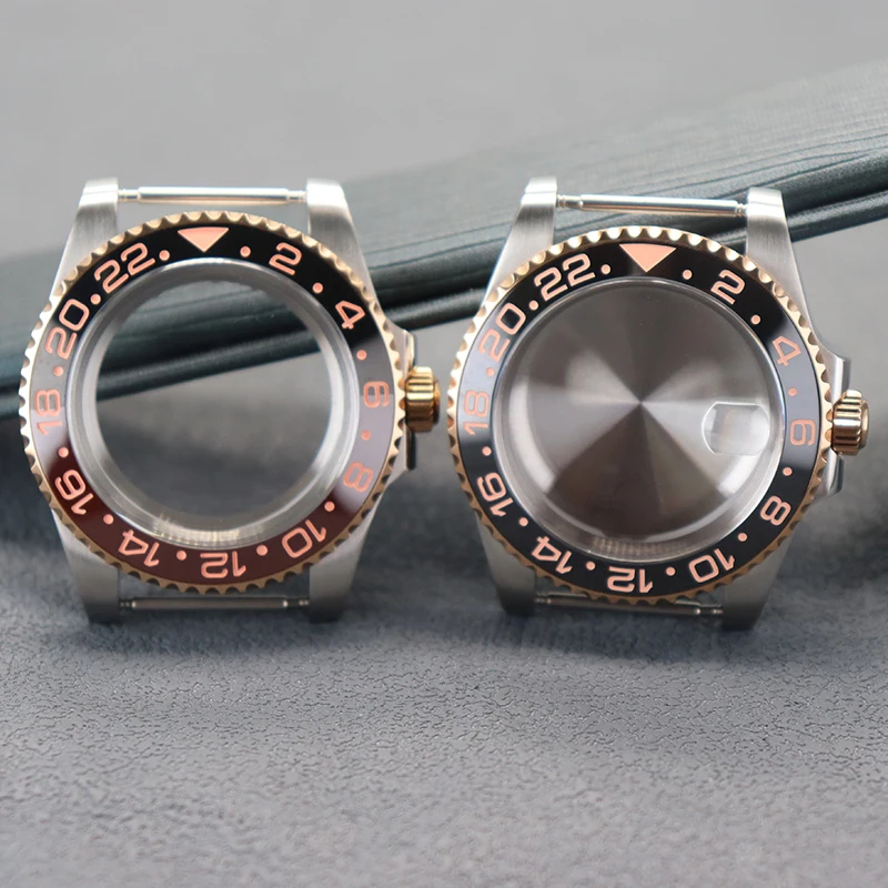 5ATM Waterproof Ceramic Bezel Insert Transparent Case Back Sapphire 40mm NH35 Stainless Steel Watch Case