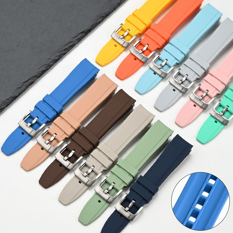 Top Grade Rubber Curved Lug End With Quick Release With Pin Buckle Watch Strap for Moonswatch Replace Watchband