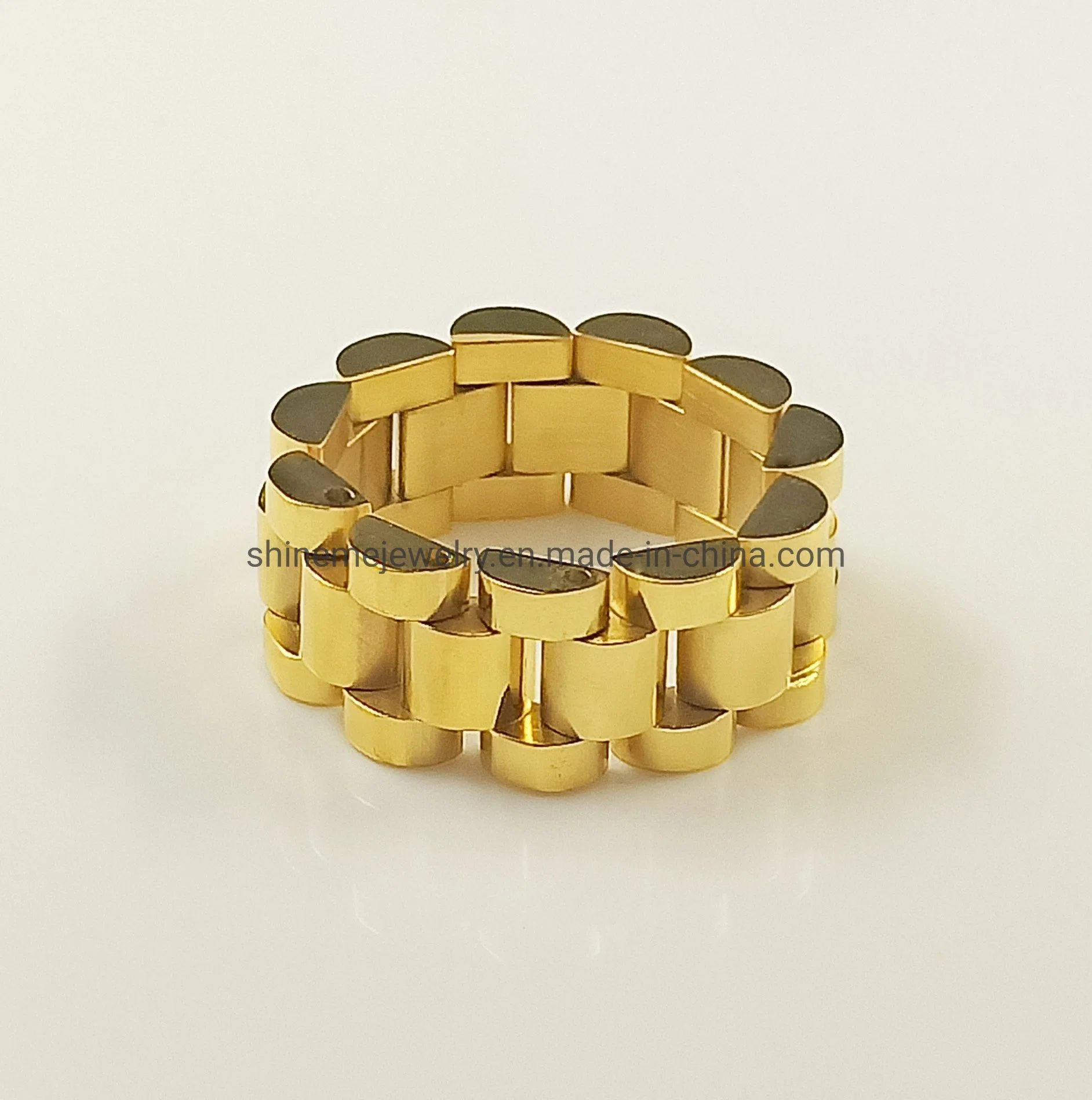 European and American Hip-Hop Titanium Steel Niche Watch Ring Men and Women Tide Cool Retro Chain Shape Ins Wild Jumpy Jewelry Finger Ring SSR2616