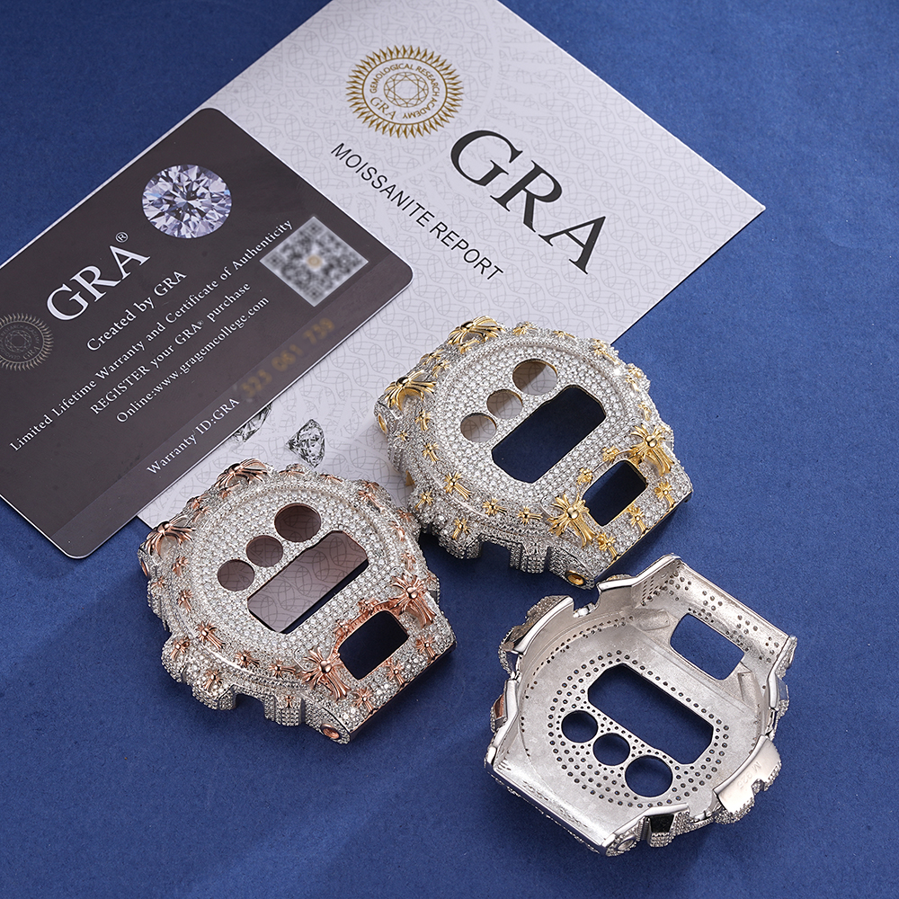 Fine Jewelry Moissanite Bezel for Gshock Hip Hop GW6900 S925 Miossanite Diamond Bezel Iced Out Moissanite Watch Bezel Case