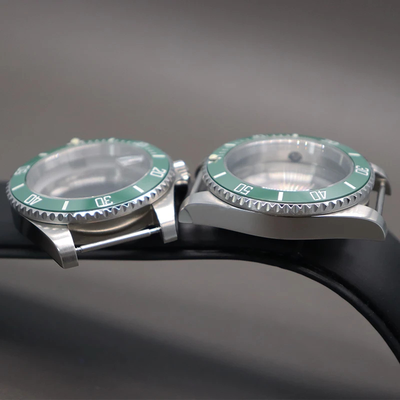 5ATM Waterproof Ceramic Bezel Insert Transparent Case Back Sapphire 40mm NH35 Stainless Steel Watch Case