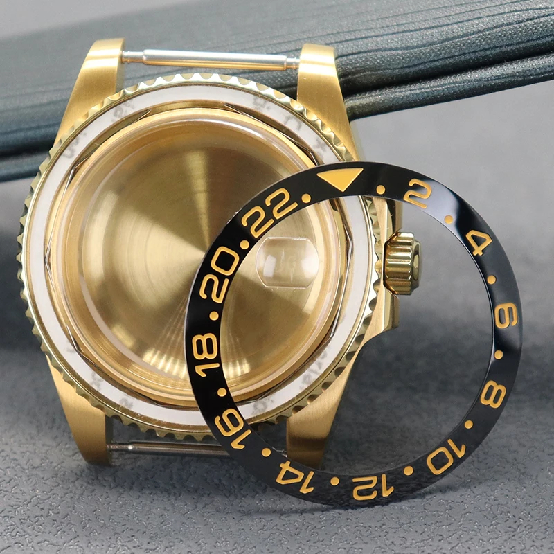5ATM Waterproof Ceramic Bezel Insert Transparent Case Back Sapphire 40mm NH35 Stainless Steel Watch Case
