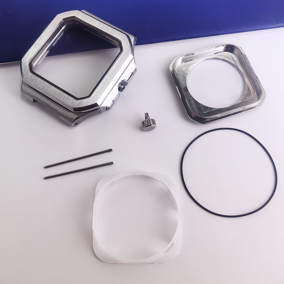 38mm Stainless Steel Automatic Movement Watch Repair Parts Transparent Back Cover New Square Case NH35 Ordinary Glass Waterproof