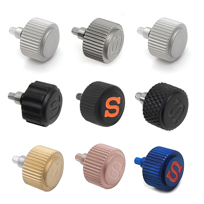 Matte Watch Crown Stainless Steel Fit for SKX007 NH35, NH35a, 4R36, and 6R15 Movements. Silver Black Gold Blue Mod Parts