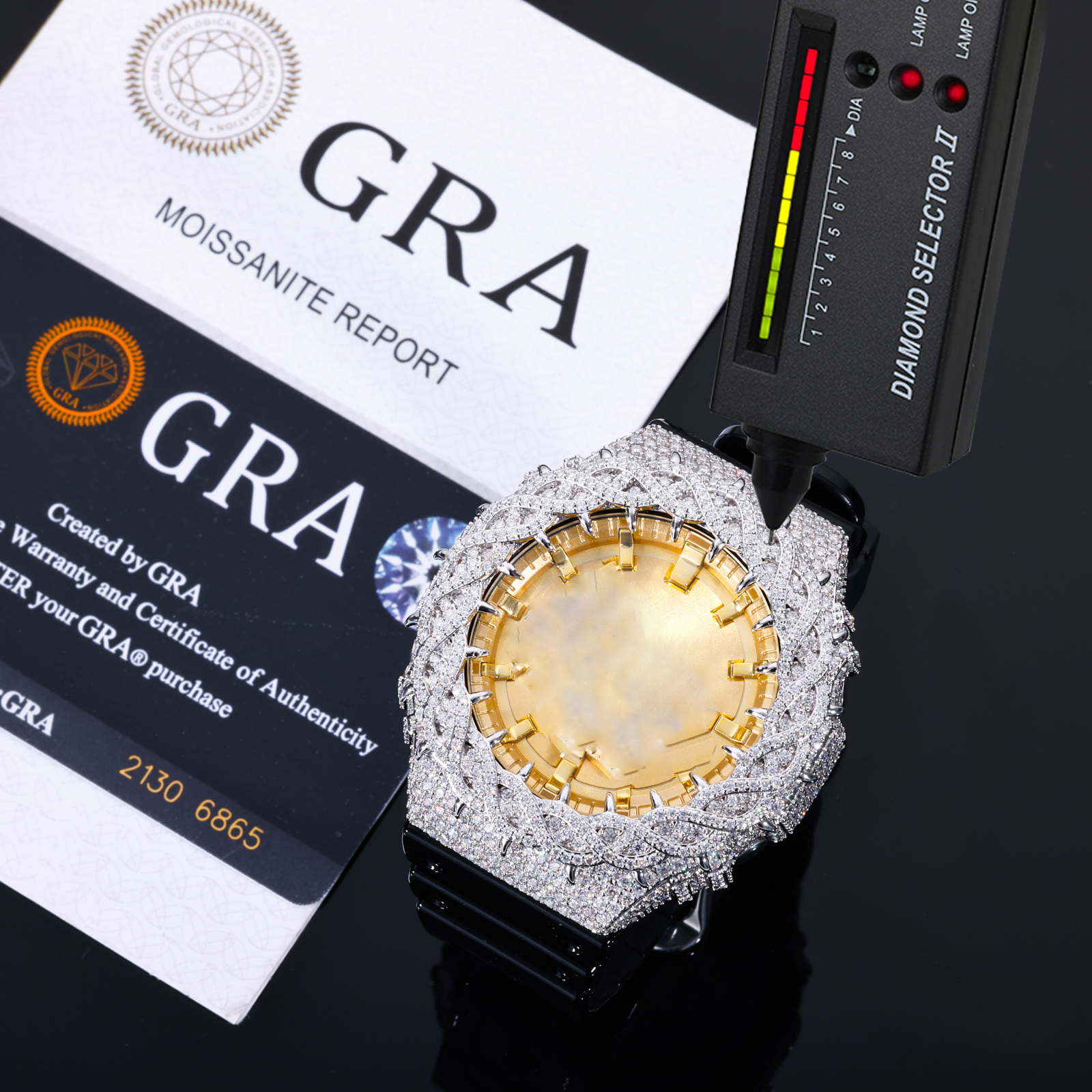 Pass Diamond Tester Buss Down Thorn Watch Bezel Gold Plated 925 Sterling Silver Iced Out Watch Parts Case Accessories for GA2100