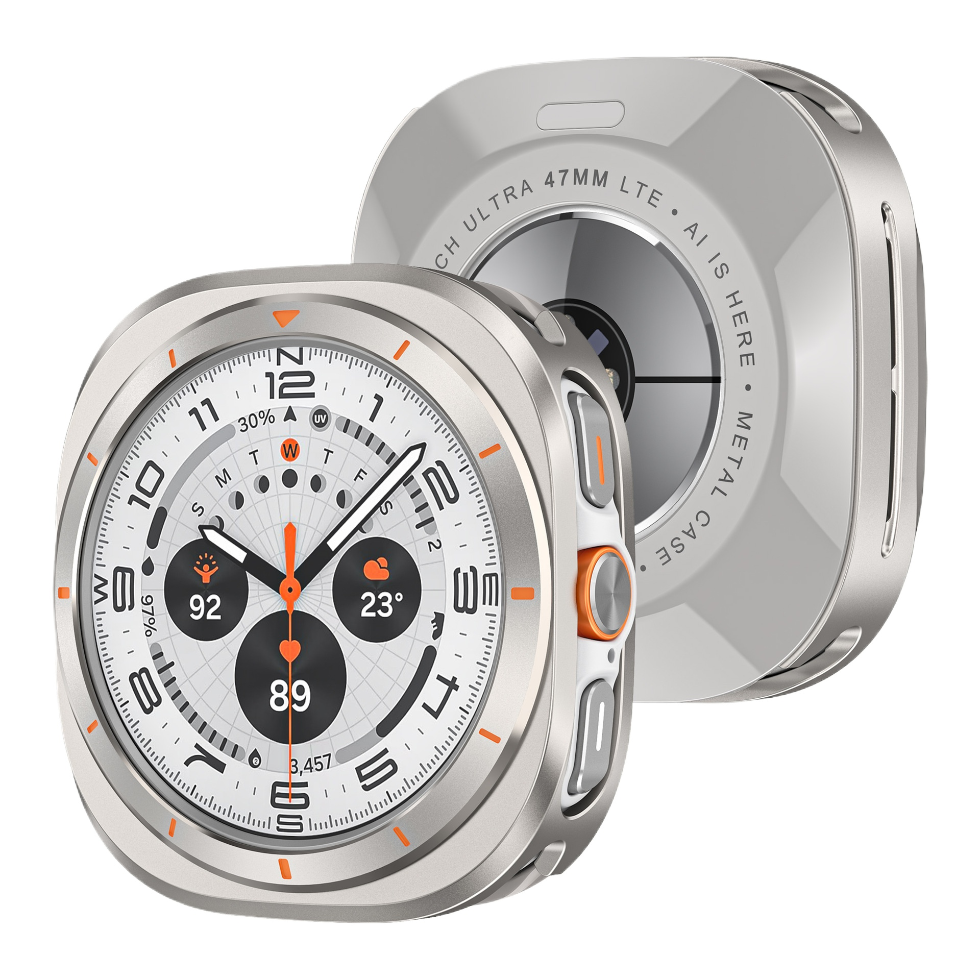 Smart Zinc Alloy Protective Bumper Hard Back Cover 47mm Shockproof 2 in 1 Metal Watch Case for Samsung Watch 7 Ultra