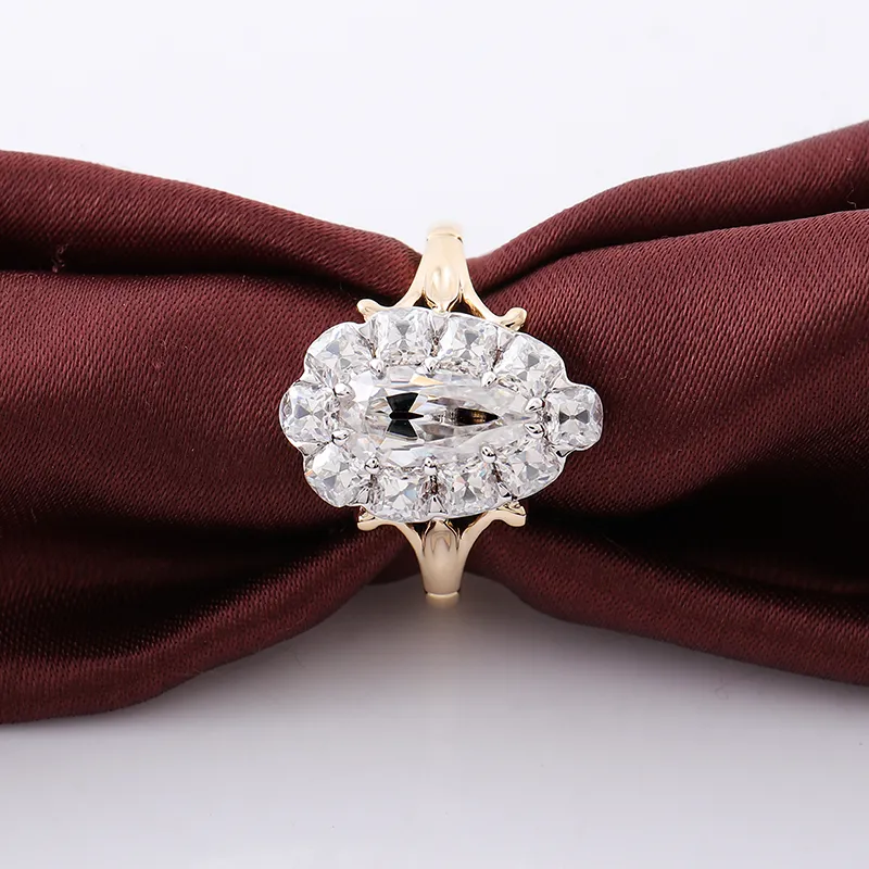 Pear Cut Moissanite Ring Luxury Jewelry 14K Yellow Gold Fine Jewelry Moissanite Diamond Ring