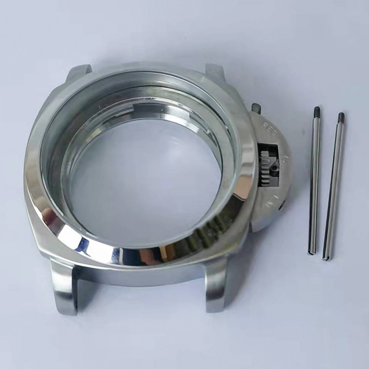 Watch Dial Custom 316 Stainless Steel 45MM Diameter Watch Crown With Flat Screw Rod Mechanical Watch Case