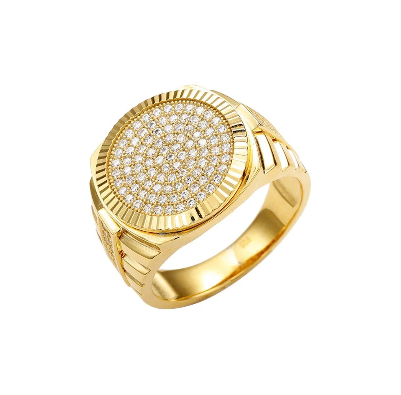 925 Sterling 10K/14K/18K Gold OEM Trendy Trio Color Diamond-Filled Watch Shaped Ring