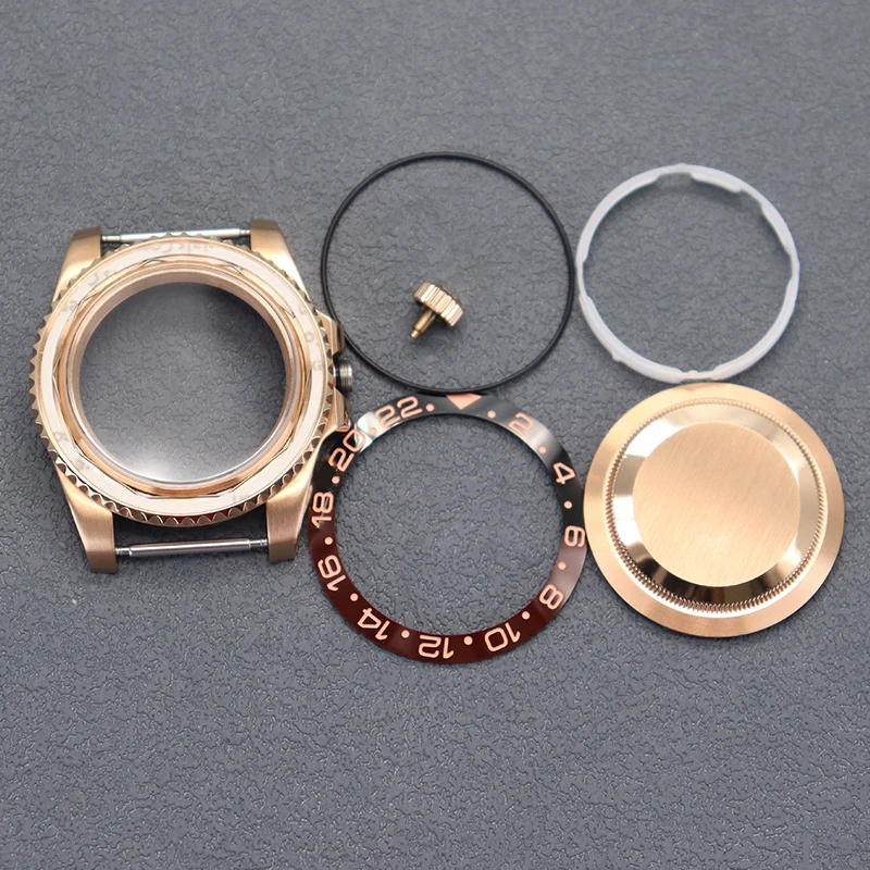 5ATM Waterproof Ceramic Bezel Insert Transparent Case Back Sapphire 40mm NH35 Stainless Steel Watch Case