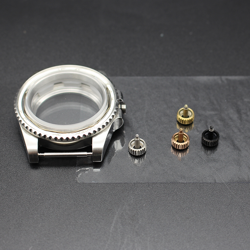 Custom Made Automatic Black Watch Crown Kits Waterproof Metal Design with OEM ODM Silver Rose Gold Brand Logo