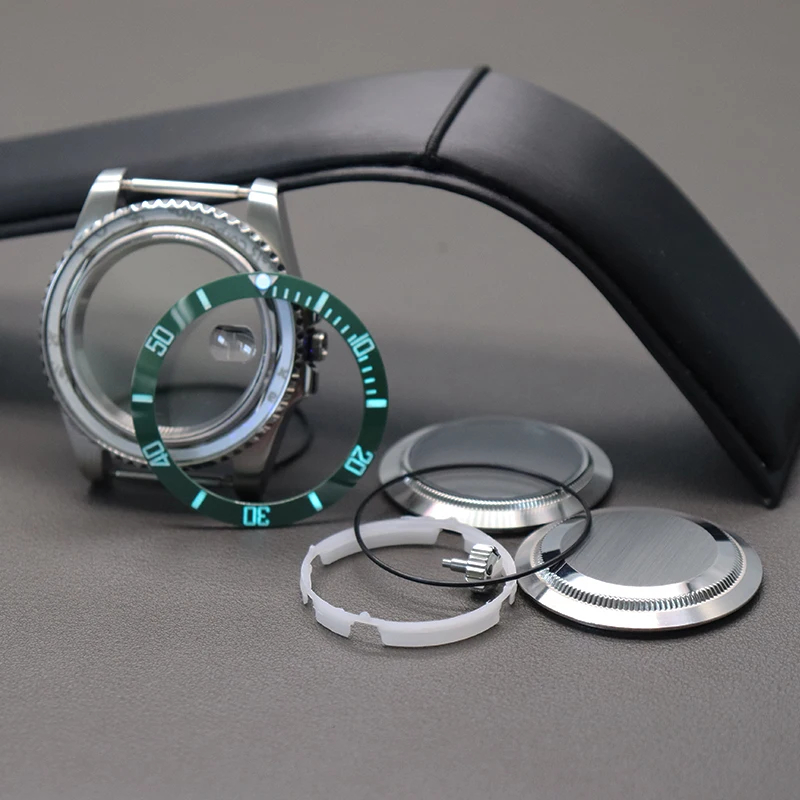5ATM Waterproof Ceramic Bezel Insert Transparent Case Back Sapphire 40mm NH35 Stainless Steel Watch Case