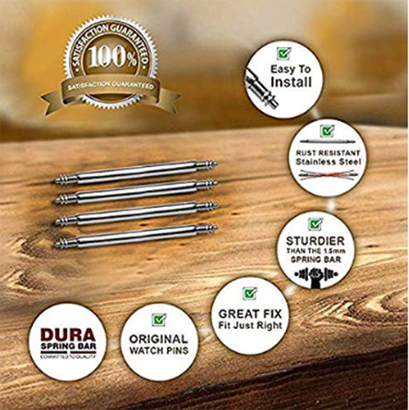 Precision 1.3mm 1.5mm 1.8mm Double Flanged Spring Bars 304 Stainless Steel for 8-24mm Watch Straps