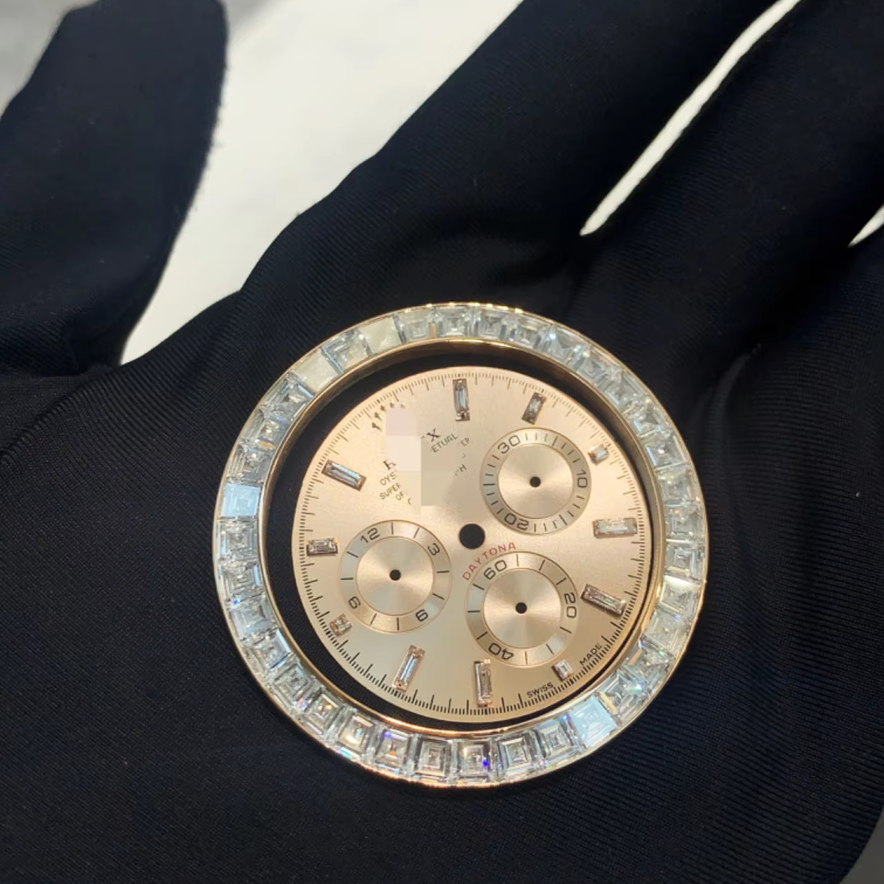 Customized Precision Cutting Color Gradient 40mm Stainless Steel + Cultured Diamond Watch Bezel Set for Brand Watch Parts