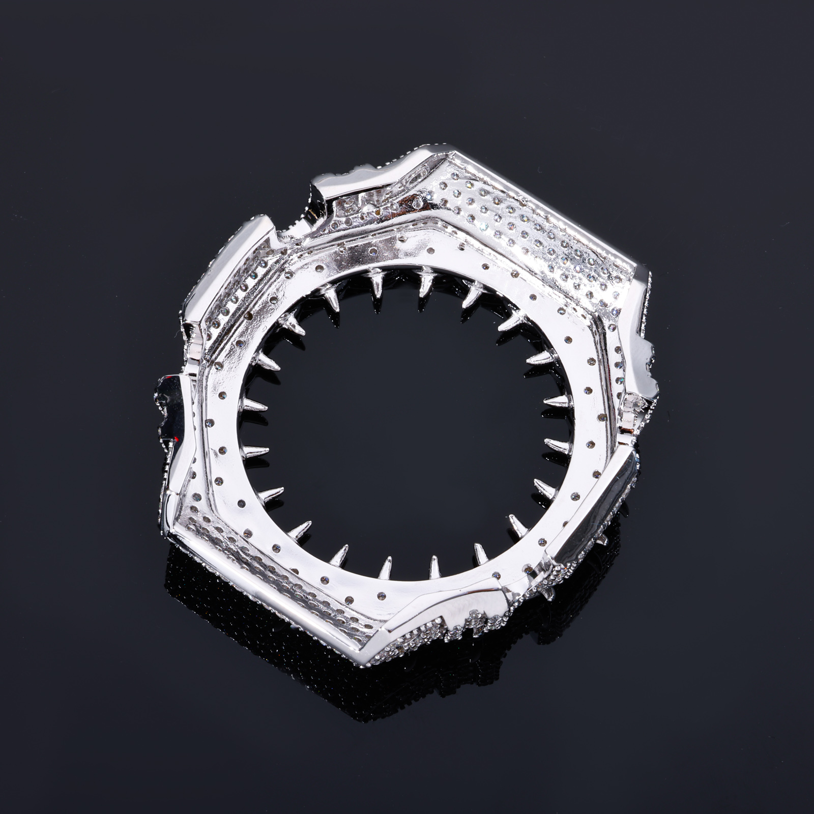 Pass Diamond Tester Buss Down Thorn Watch Bezel Gold Plated 925 Sterling Silver Iced Out Watch Parts Case Accessories for GA2100