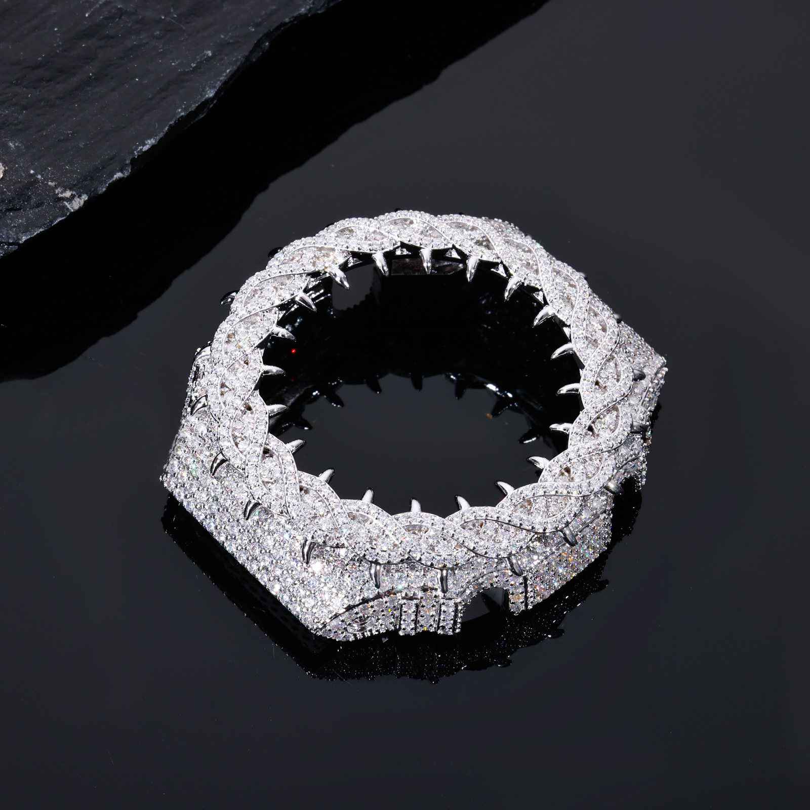 Pass Diamond Tester Buss Down Thorn Watch Bezel Gold Plated 925 Sterling Silver Iced Out Watch Parts Case Accessories for GA2100