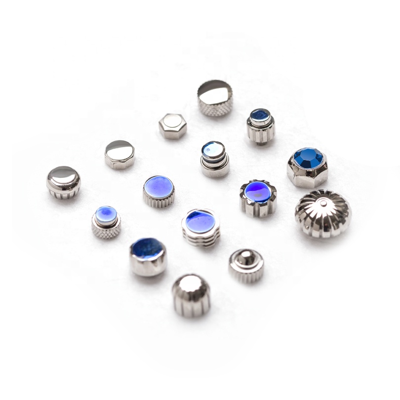 Custom Stainless Steel 303L 316L Screw Stem Watch Crown 7mm OEM Logo Machining Mechanical Watch Crown Parts