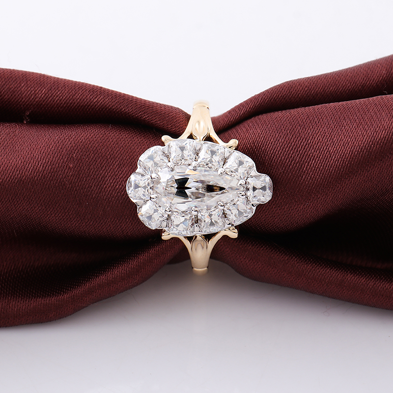 Pear Cut Moissanite Ring Luxury Jewelry 14K Yellow Gold Fine Jewelry Moissanite Diamond Ring
